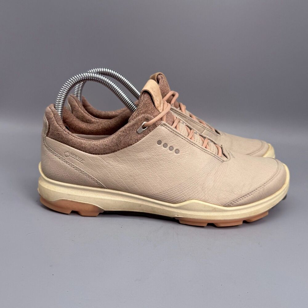 ECCO Biom Hybrid 3 GTX Women's 7 Oyster Beige Yak Leather Low Top Golf Sneakers